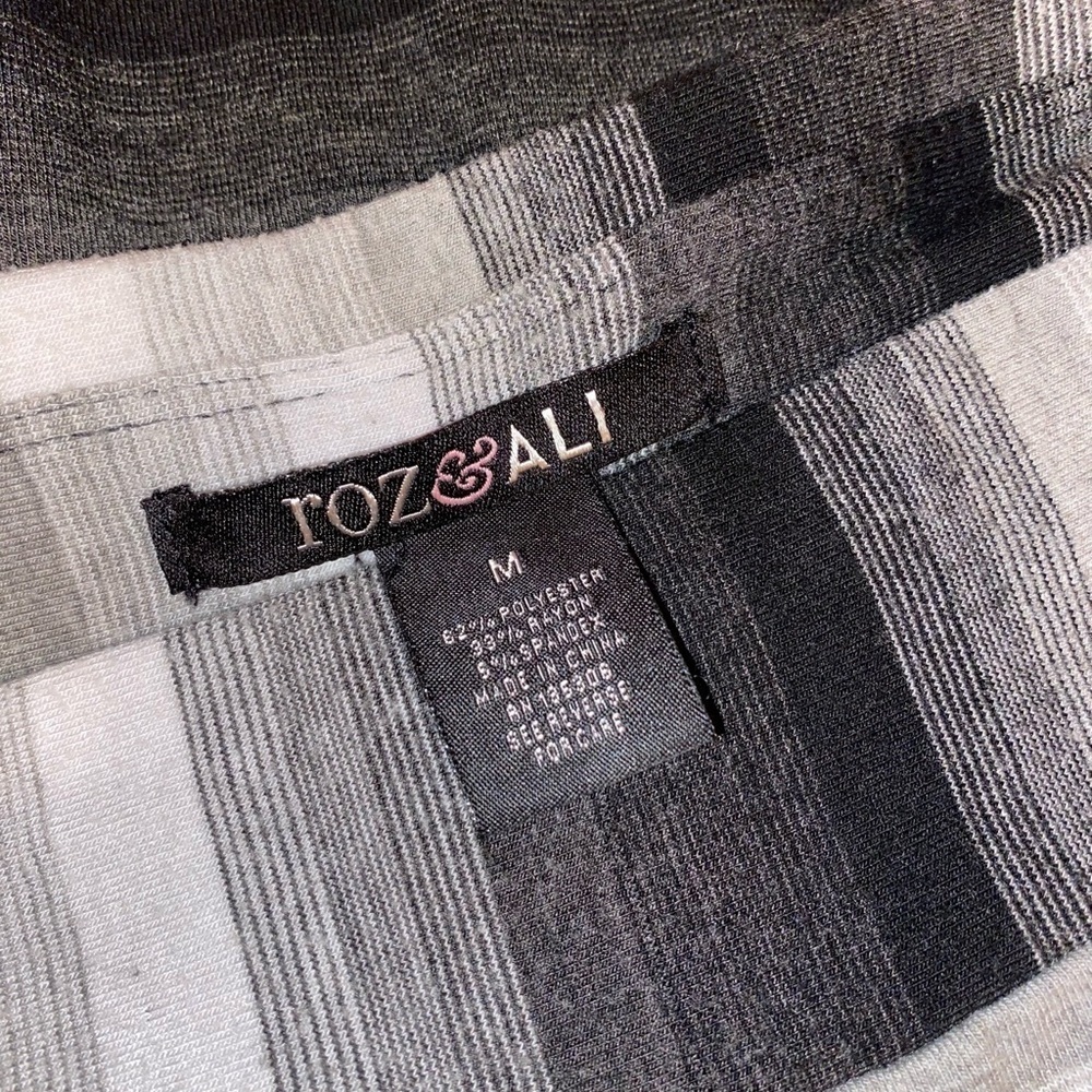 ROZ & ALI by DRESSBARN A-Line Maxi Skirt Black, Gray, & White Stripes Size MED - Picture 3 of 5